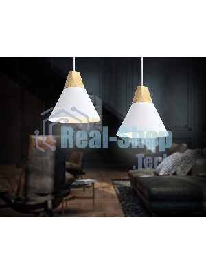 Светильник Ambrella light TR8195 WH/LW белый/светлое дерево E27 max 40W D230*935
