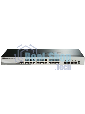 Коммутатор управляемый стекируемый D-Link DGS-1510-28X/A1A SmartPro с 24 портами 10/100/1000Base-T и 4 портами 10Gbase-X SFP+