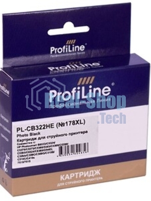 Картридж струйный ProfiLine PL-CB322HE №178XL для принтеров HP Photosmart C5380/C5383/C6380/C6383/D5460/D5463/Premium Fax/Pro B8553 Photo Black водн