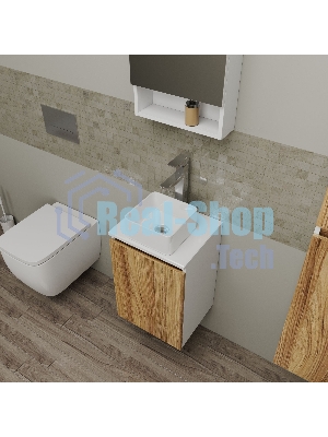 Комплект для ванной, 3 предмета (Тумба Bau Dream Blackwood 40, раковина BAU Mini 24х24, смеситель для раковины высокий Hotel Still, нержавеющая сталь)
