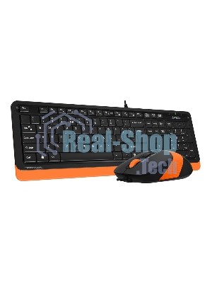 Комплект клавиатура+мышь A4Tech FStyler F1010 проводной, USB, 1600 DPI, чёрный/оранжевый