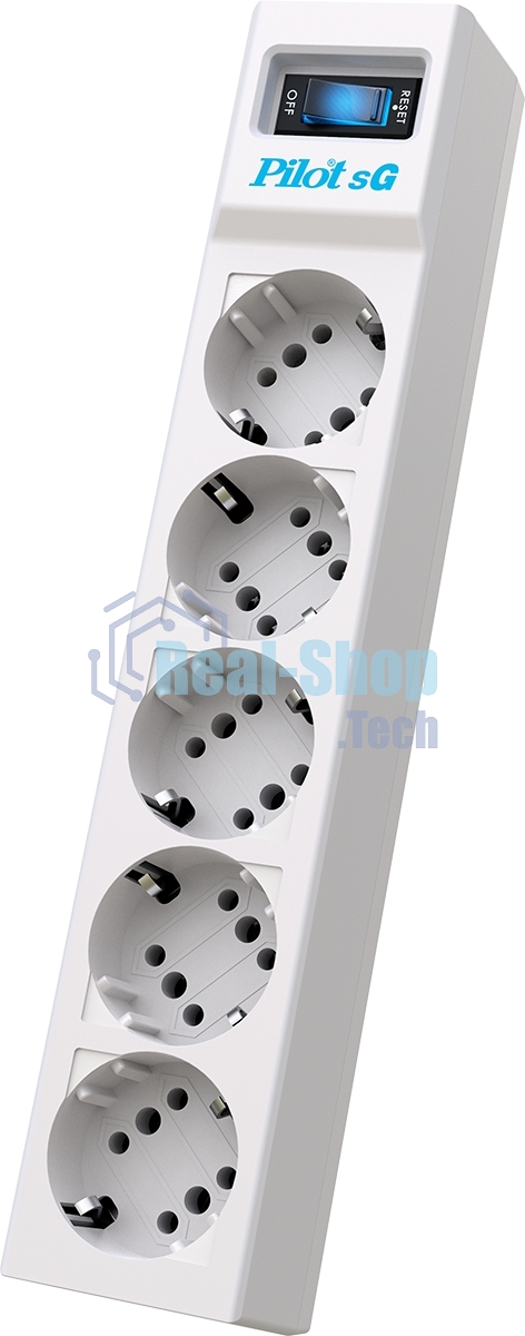Сетевой фильтр ZIS PILOT Surge protector Pilot SG5 5 outlets (GP), 10A/2.2kVt, automatic circuit-breaker, 10 m
