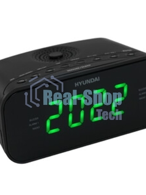 Радиобудильник Hyundai H-RCL221 черный LCD подсв:зеленая часы:цифровые FM