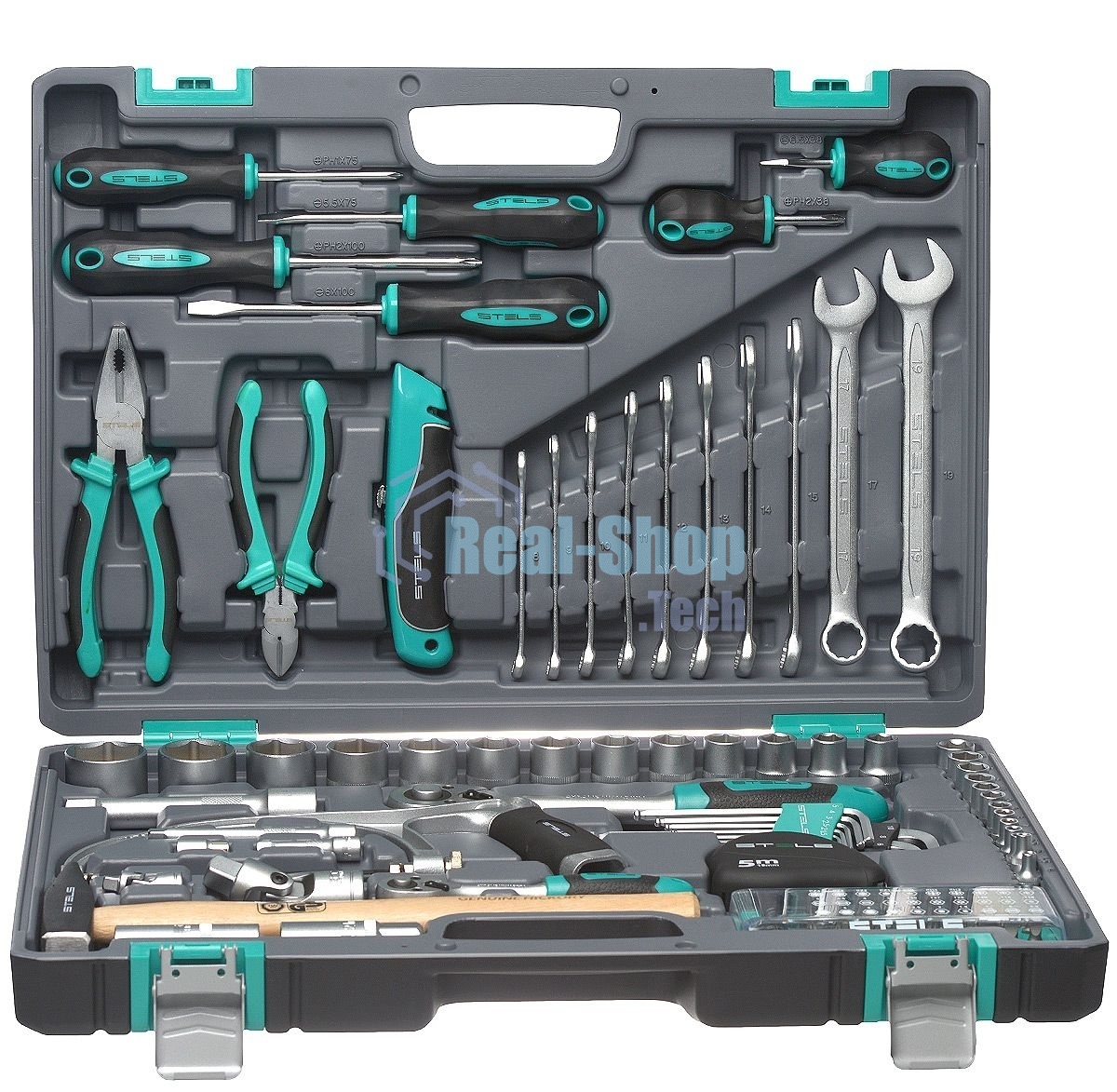 Набор инструментов Stels 141111/2'' 1/4'' CrV пластиковый кейс  98 предм.