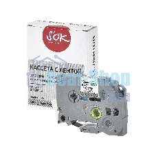 Кассета с лентой S'OK by Sakura Printing TZESE3 для Brother, черный на белом, 12мм/8м, наклейка