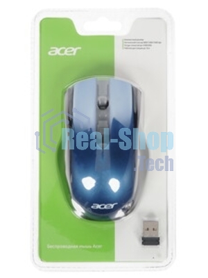 Мышь беспроводная Acer OMR031 черный/синий, 1600 dpi, радиоканал, USB, кнопки - 4