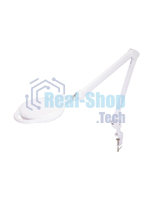 Лупа на струбцине Rexant, круглая, 5D, с подсветкой 96 LED, теплый и холодный свет, белая