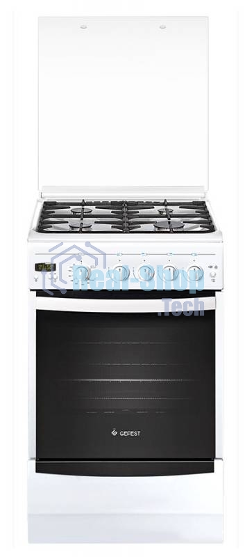 Плита газовая Gefest ПГ 5100-03 0002 белый, конфорок 4 шт, духовка 52 л, 50 см x 85 см x 58.5 см