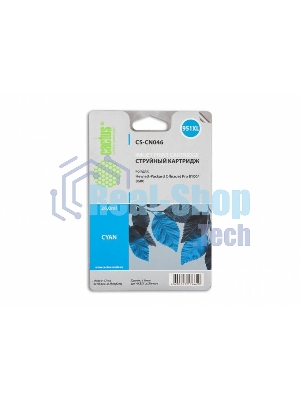 Картридж струйный Cactus CS-CN046 №951 голубой (26 мл) для HP OfficeJet 251dw Pro, 276dw Pro, 8100 Pro, 8100e, 8600 Pro (N911a), 8600 Pro Plus (N911g), 8610 Pro (A7F64A), 8615 Pro, 8616 Pro, 8620 Pro
