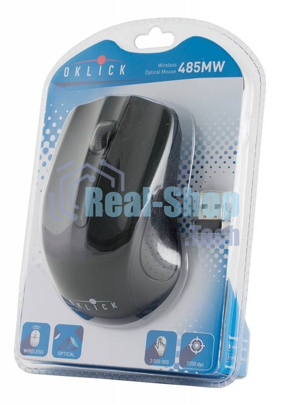 Мышь беспроводная Oklick 485MW черный, 1200 dpi, радиоканал, USB, кнопки - 3