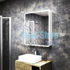 Зеркальный шкаф Bau Stil 70х80, LED подсветка, сенсор, плавное закрывание, оборачиваемый