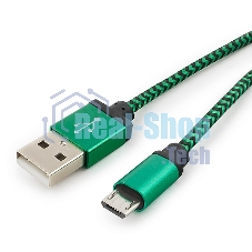 Кабель Gembird USB 2.0 Cablexpert AM/microBM 5P, 1м, нейлоновая оплетка, алюминиевые разъемы, зеленый, пакет