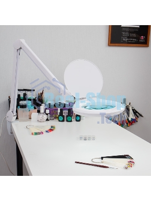 Лупа на струбцине Rexant, круглая, 5D, с подсветкой 72 SMD, сенсорный регулятор яркости, белая
