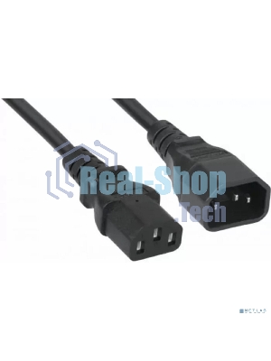 Кабель питания Filum FL-PC-C13/C14-C3-3.0-BK ПВС-АП 3x1.5 С13 - C14, 220/250В, 10А, чёрный, 3м