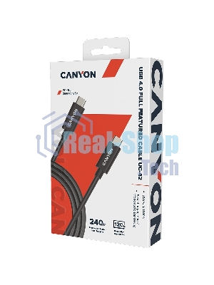 Кабель CANYON UC-42, USB4 TYPE-C to TYPE-C cable assembly 20G 2m 5A 240W(ERP) with E-MARK, CE, ROHS, черный