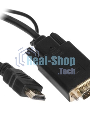 Кабель HDMI->VGA Cablexpert A-HDMI-VGA-03-10, 19M/15M + 3.5Jack, медь, позол.разъемы, 3м, черный, пакет