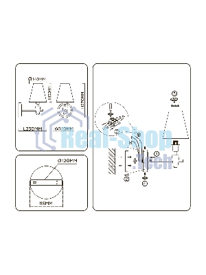 Настенный светильник Ambrella light LH75047 BS/WH латунь/белый E14 max 40W 230*140*270