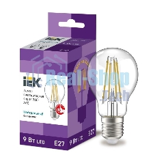Лампа cветодиодная LED A60 шар прозр. IEK LLF-A60-9-230-40-E27-CL 9Вт 230В 4000К E27 серия 360°