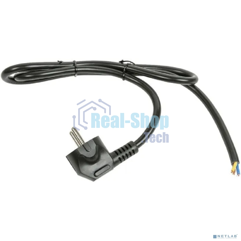Кабель питания Filum FL-PC-SH90-C2-1.8-BK ПВС-ВП 3x1.5 CEE 7/7(Schuko) угловая - свободный конец, 220/250В, 16А, чёрный, 1,8м