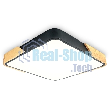 Потолочный светодиодный светильник Ambrella light FZ1317 BK/LW черный/светлое дерево 45W 5000K 500*500*50 (без ПДУ)