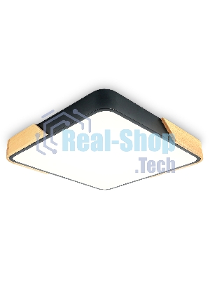 Потолочный светодиодный светильник Ambrella light FZ1317 BK/LW черный/светлое дерево 45W 5000K 500*500*50 (без ПДУ)