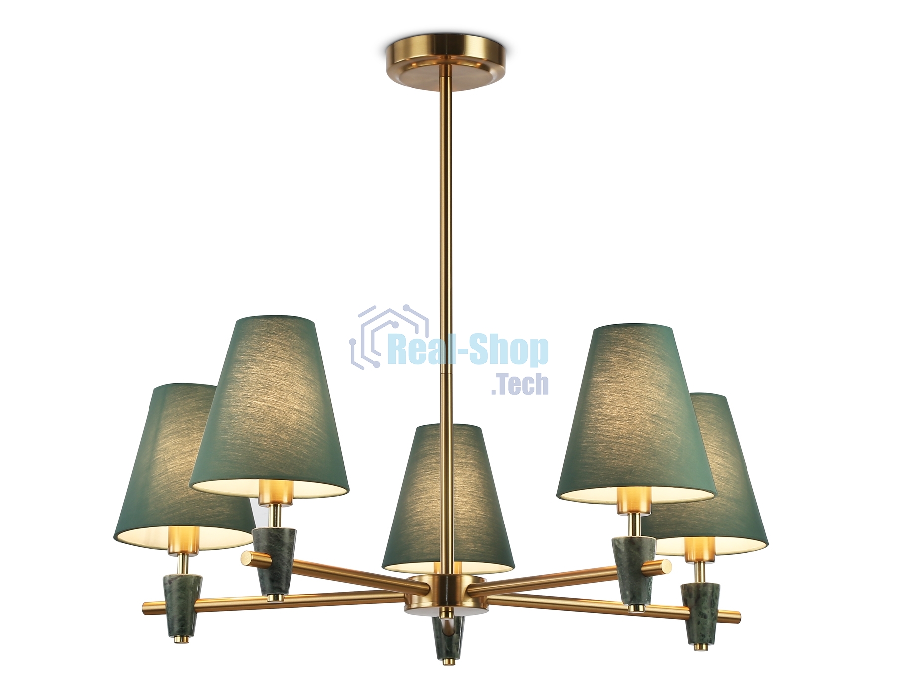 Люстра Ambrella light LH75051/5 BS/GN латунь/зеленый E14*5 max 40W D700*580