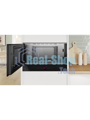 Микроволновая печь встраиваемая Bosch BFL9221B1 черный, 21 л, 900 Вт, переключатели - сенсор/поворотный механизм