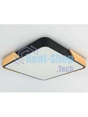 Потолочный светодиодный светильник Ambrella light FZ1317 BK/LW черный/светлое дерево 45W 5000K 500*500*50 (без ПДУ)