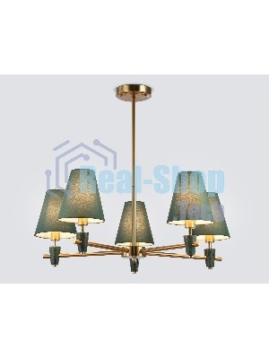 Люстра Ambrella light LH75051/5 BS/GN латунь/зеленый E14*5 max 40W D700*580