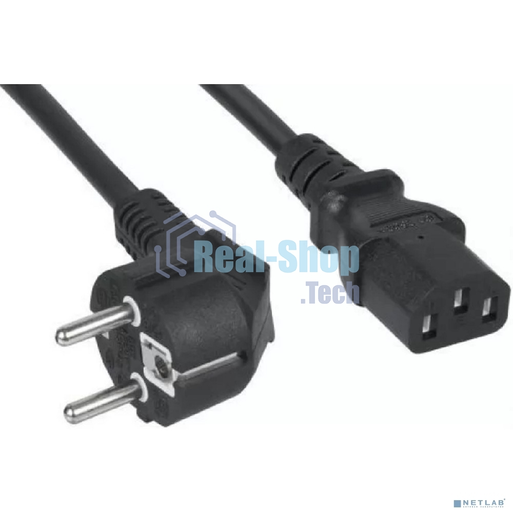 Кабель питания Filum FL-PC-SH90/C13-C2-3.0-BK ПВС-АП 3x1.5 CEE 7/7(Schuko) угловая  - C13, 220/250В, 10А, чёрный, 3м