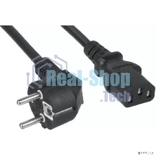 Кабель питания Filum FL-PC-SH90/C13-C2-3.0-BK ПВС-АП 3x1.5 CEE 7/7(Schuko) угловая  - C13, 220/250В, 10А, чёрный, 3м