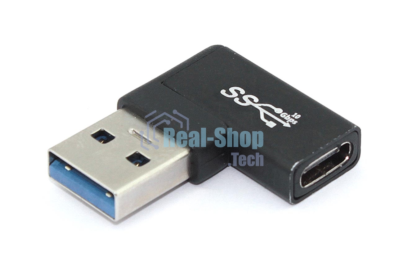 Переходник USB Type A папа на Type-C мама угловой