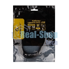 Кабель-удлинитель USB2.0 Cablexpert CCP-USB2-CMCF-3M, Type-C(М)/Type-C(F), 3А, 60Вт, PD/QC3.0, медь, Pro, 3м, черный, пакет