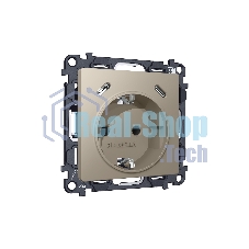 Комплект механизма электрической розетки 2USB С+C 20W с/з на винтовых зажимах 16A-250V ALFA Серо-бежевый матовый QUANT (AP3705, VM165) MA370510