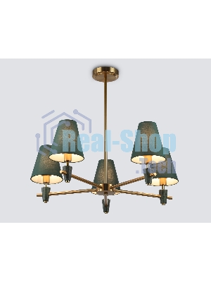 Люстра Ambrella light LH75051/5 BS/GN латунь/зеленый E14*5 max 40W D700*580