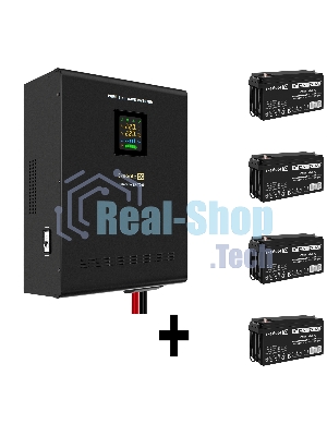 Комплект Источник бесперебойного питания EX296005RUS + батарея 65Aч EX282980RUS 4шт (инвертор, синус, для котла, настенный) ExeGate FineSine SX-7000.LCD.AVR.2SH.T <7000VA/5000W, чистая синусоида, цветной LCD-дисплей, AVR, 2*Schuko+клеммы, линейно-интерактивный, крепление настенное, черный> + батарея ExeGate DT 1265 (12В, 65Ач) 4шт