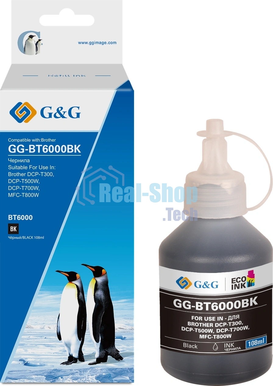 Чернила G&G GG-BT6000BK черный108мл для Brother HL-1110/1112A/1210/1212;DCP-1510/1512/1