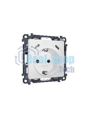 Комплект механизма электрической розетки 2USB С+C 20W с/з на винтовых зажимах 16A-250V ALFA Белый матовый QUANT (AP1305, VM165) MA130510