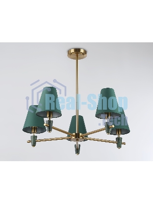 Люстра Ambrella light LH75051/5 BS/GN латунь/зеленый E14*5 max 40W D700*580