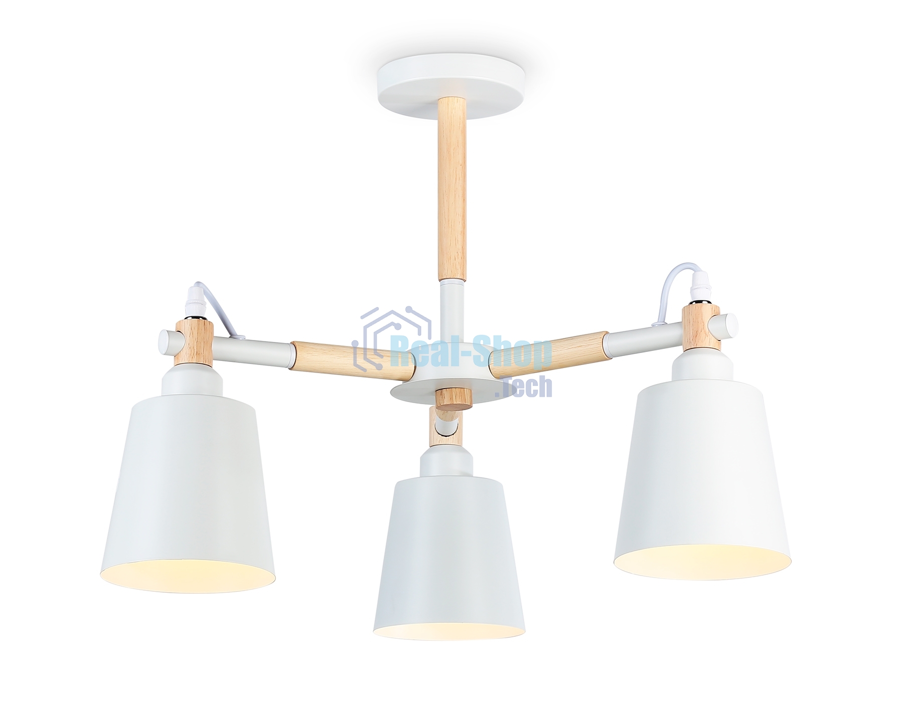 Светильник Ambrella light TR82204/3 WH/LW белый/светлое дерево E27/3 max 40W D560*430