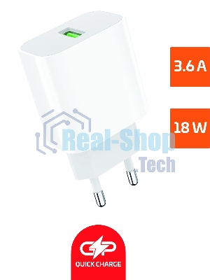 Сетевое зарядное устройство GoPower GPQC07 1USB 18W QC3.0 белый