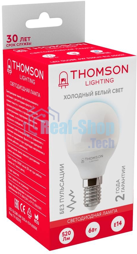 Лампа LED Thomson E14, шар, 6Вт, 6500К, белый холодный, TH-B2315, 1 шт.