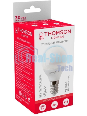 Лампа LED Thomson E14, шар, 6Вт, 6500К, белый холодный, TH-B2315, 1 шт.