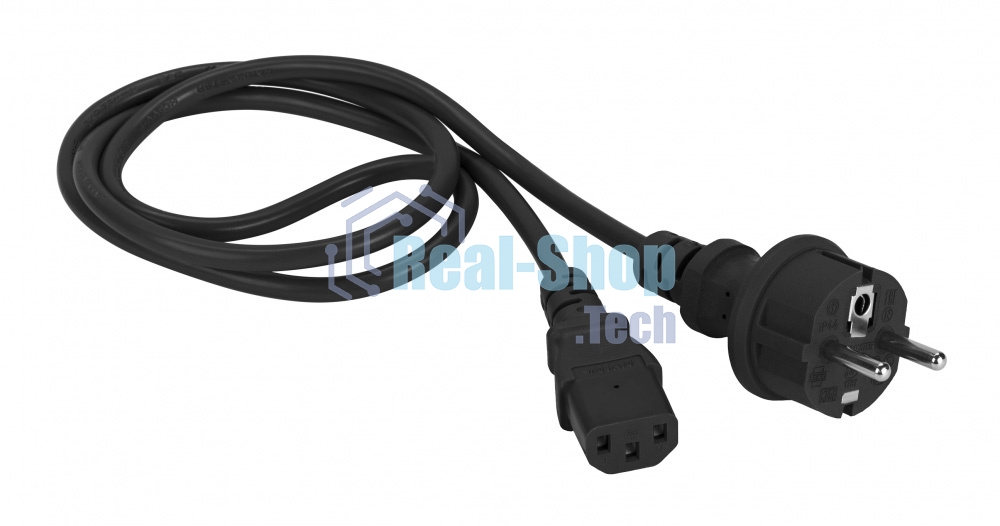 Шнур питания Lanmaster C13-Schuko, 3х0.75, 220В, 10А, черный, 1.8 метра