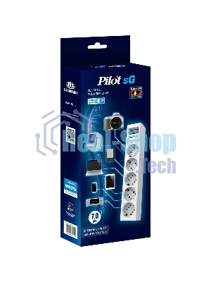 Сетевой фильтр ZIS PILOT Surge protector Pilot SG5 5 outlets (GP), 10A/2.2kVt, automatic circuit-breaker, 7 m