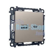 Комплект механизма розетки ALFA Серо-бежевый матовый 2USB A+C 20W (быстрая зарядка) QUANT (AP3710, VM177) MA371010