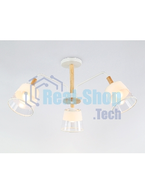 Светильник Ambrella light TR4737/3 WH/LW белый/светлое дерево E27/3 max 40W D760*350