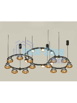 Светильник Ambrella light XR92092000/22 SBK/PYG/CL черный песок/золото желтое полированное/прозрачный GX53