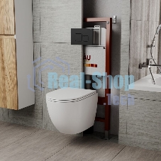 Комплект BAU 6 в 1: инсталляция BAU PRO, унитаз подвесной безободковый торнадо обратного потока Bau Dream 52х36 Hurricane-2, сиденье дюропласт микролифт, кнопка смыва BAU Soul, черная матовая