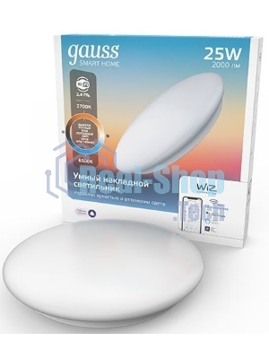 Светильник GaussSmartHome наст-потол 25W2000lm2700-6500К198-264V IP20 400x70мм изм.цвет.тем.+дим LED1/5